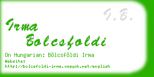 irma bolcsfoldi business card