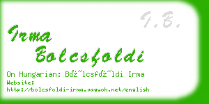 irma bolcsfoldi business card